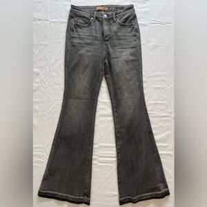 Judy Blue Charcoal Flare Jeans with Frayed Hem